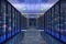 The picture shows a corridor in a data centre