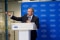 Didier Genois speaking at the inauguration of Carrier’s Montluel R&D laboratory extension, at a podium in front of a Carrier-branded backdrop