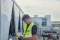 Engineer inspecting Carrier Rental Systems equipment as part of servicing and maintenance work.