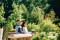 Stock image of a wedding couple overlooking the grounds from a balcony at a luxury manor venue