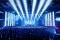 Temporary event venue using large-scale lighting and power distribution.