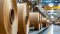 industrial rolls of paper in the factory building