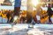 people ice skating at an ice rink