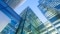 Skyscrapers with glass façades from a frog's-eye view